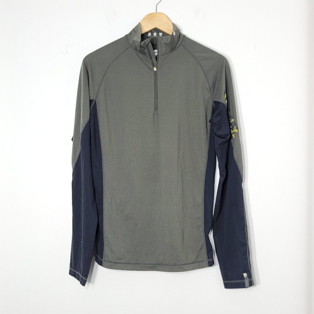 Orage Half Zip Pullover Long Sleeve Shirt Black Olive Green Mens Activewear M
